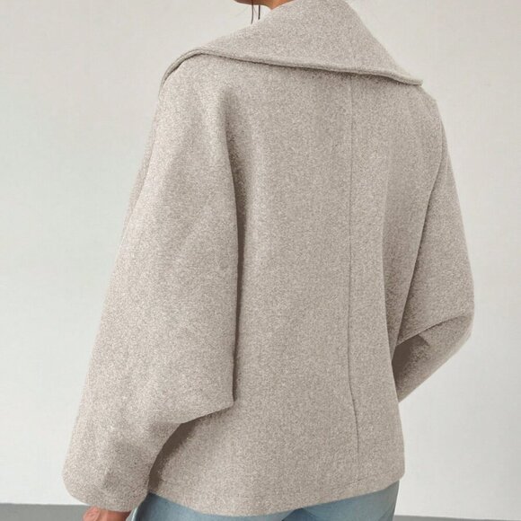 Khaki Casual Women's Elegant Lapel Versatile Coat - Picture 2 of 7